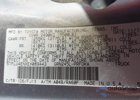 2014 Toyota Tacoma Base V6 from USA, damaged, VIN 5TFLU4ENXEX089443